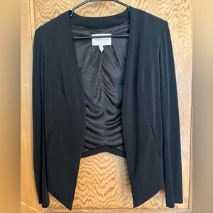 BCBGeneration Black Open Front Blazer XS Waterfall Draped Lightweight Jacket